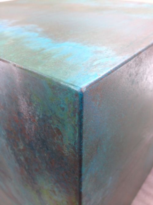 Copper on MDF cube site table